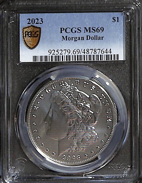 Lot of (3) 2023 &2023-S Morgan Silver Dollars - MS69/PR69/PF69